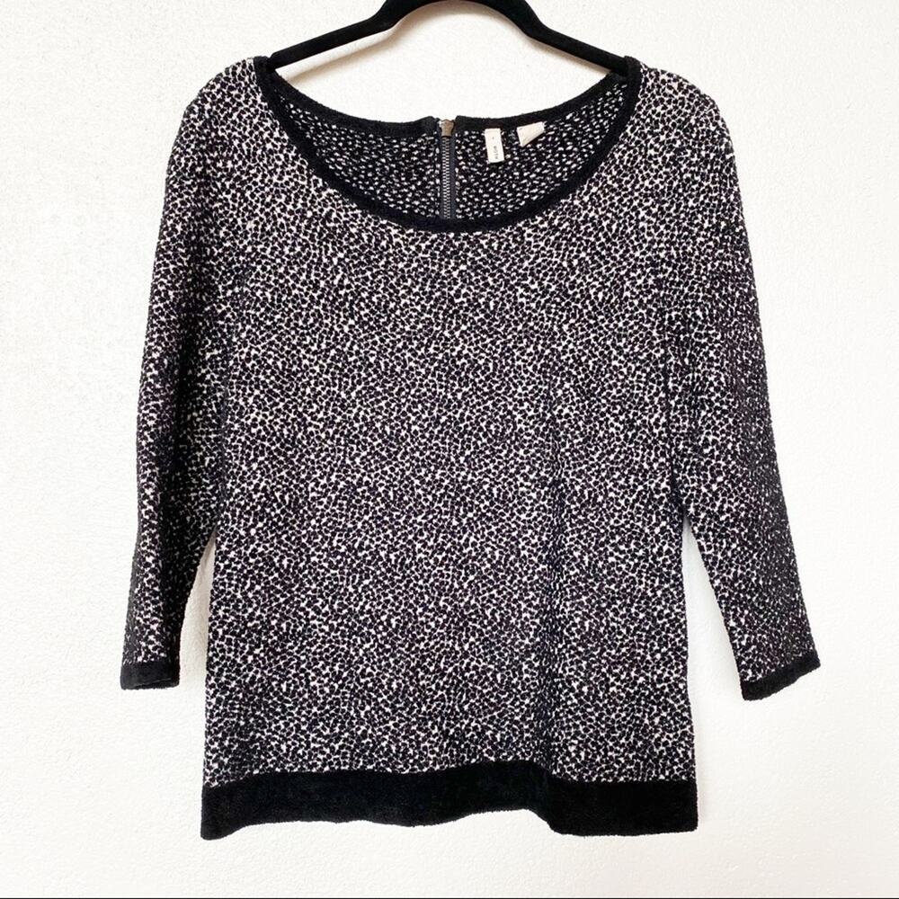 MOTH Speckled Chenille Crop Sleeve Sweater Top Size Small